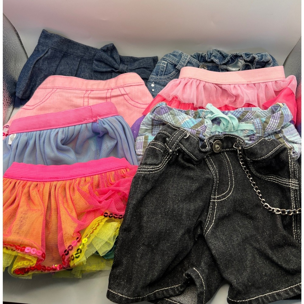Build A Bear Bottoms Lot of 9 Skirts Shorts Denim Tulle Cotton Chain Clothes